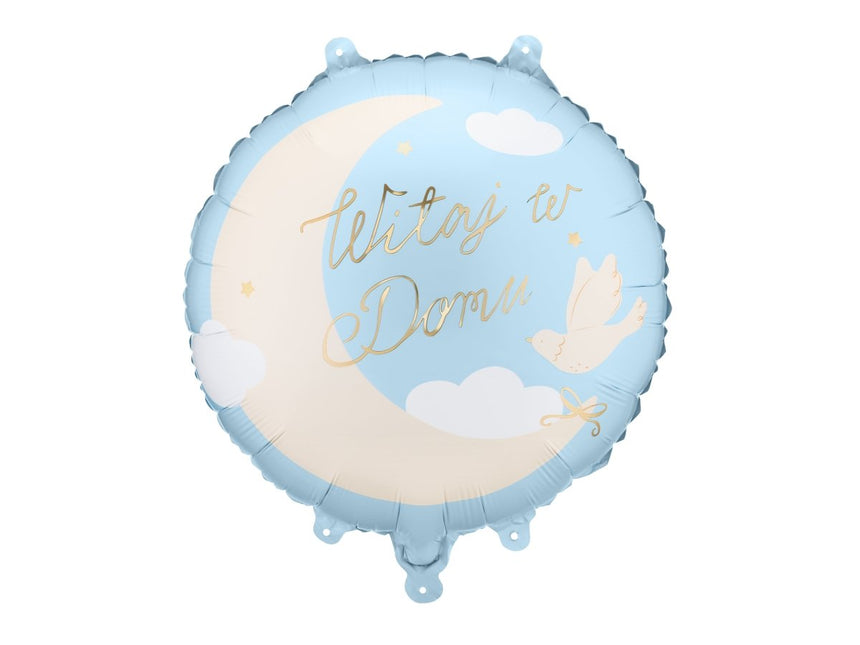 Folieballon ‘Welkom thuis’, 35 x 35 cm, lichtblauw van Partydeco koop je bij Partywinkel