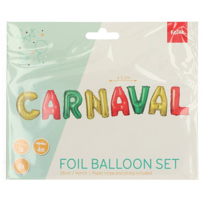 Folieballonnen 'Carnaval' Meerkleurig 36cm - 8 stuks van Folat koop je bij Partywinkel