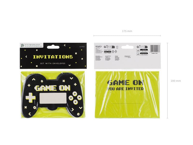 Gaming Party Uitnodigingen 16cm 6st van Partydeco koop je bij Partywinkel