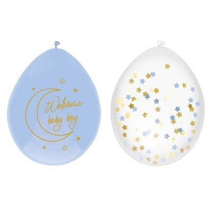 Geboorte Ballonnen Blauw Safari 30cm 6st van Haza Witbaard koop je bij Partywinkel