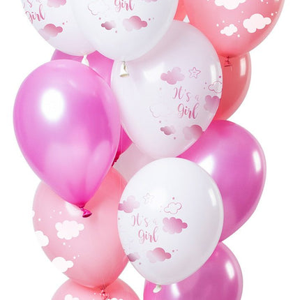 Geboorte Ballonnen It's a Girl 30cm 12st van Folat koop je bij Partywinkel