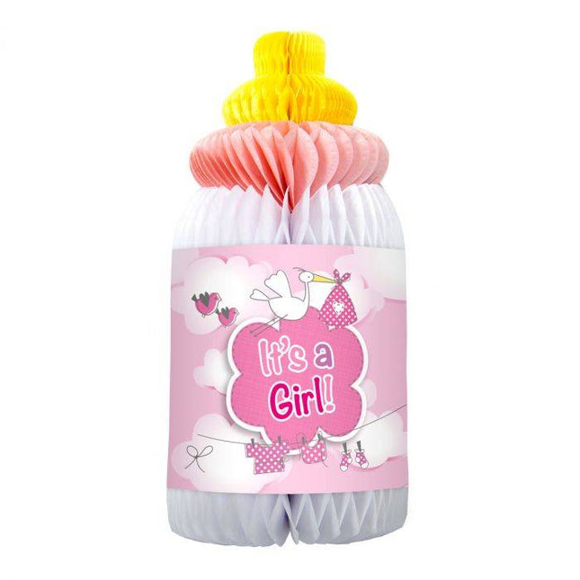 Geboorte Honeycomb Meisje Babyfles van Folat koop je bij Partywinkel