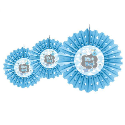 Geboorte Papieren Waaier Jongen It's A Boy 30cm van Folat koop je bij Partywinkel