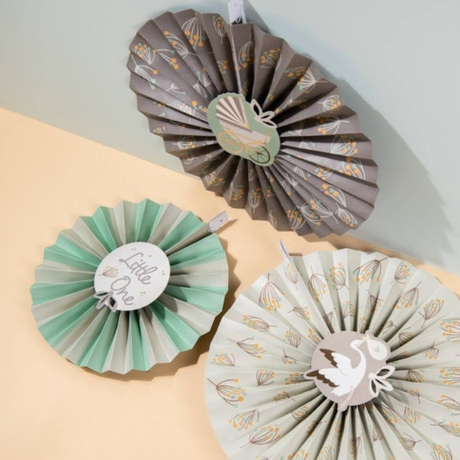 Geboorte Papieren Waaiers Little One 3st van Folat koop je bij Partywinkel