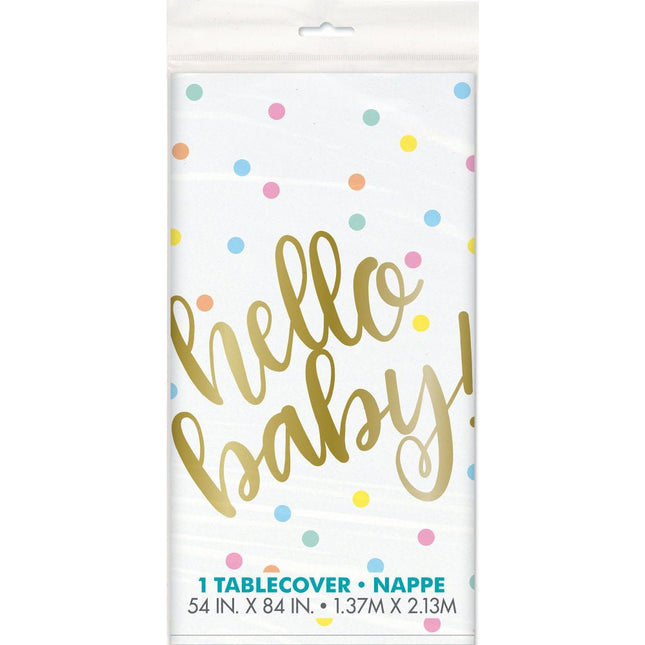 Geboorte Tafelkleed Hello Baby Babyshower 2,13m van Unique koop je bij Partywinkel