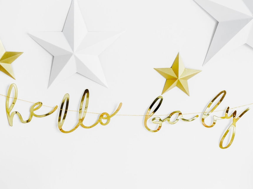 Geboorteslinger Hello Baby Goud 70cm van Partydeco koop je bij Partywinkel