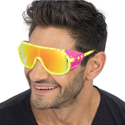 Geel Roze Retro Feestbril 15cm van CHAKS koop je bij Partywinkel