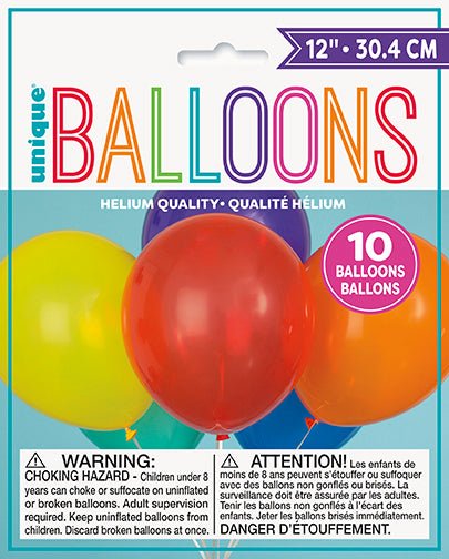 Gekleurde Ballonnen Assorti 30cm 10st van Unique koop je bij Partywinkel