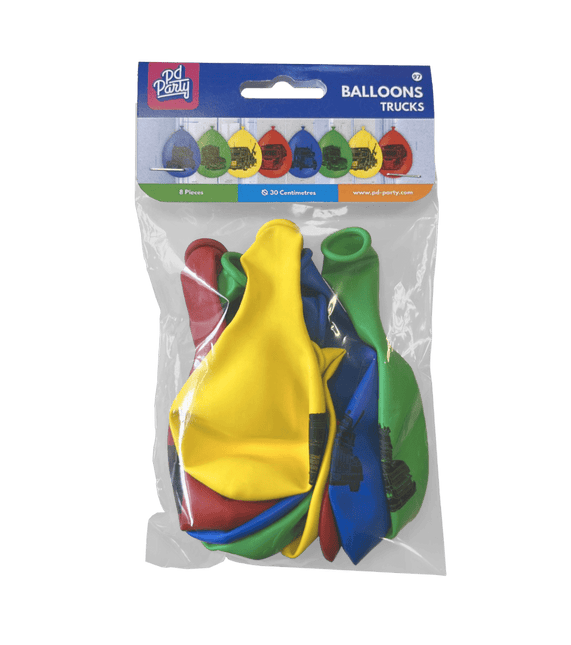 Gekleurde Ballonnen Trucks 30cm - Partywinkel - 8716764237751