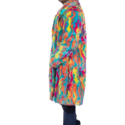 Gekleurde Bontjas Heren Lang van Wilbers & Wilbers koop je bij Partywinkel