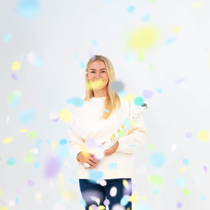 Gekleurde Confetti Kanon Pastel 60cm van Riethmueller koop je bij Partywinkel