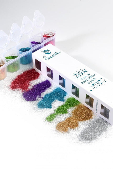 Gekleurde Glitters Happy Fine 6st van Superstar koop je bij Partywinkel