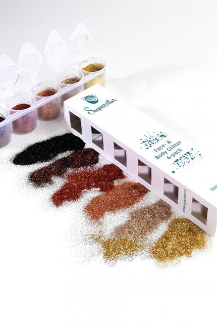 Gekleurde Glitters Steampunk Fine 6st van Superstar koop je bij Partywinkel