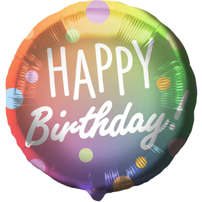 Gekleurde Happy Birthday Helium Ballon Leeg 45cm van Folat koop je bij Partywinkel