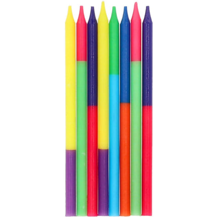 Gekleurde Kaarsen 8st van Folat koop je bij Partywinkel
