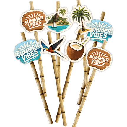 Gekleurde Rietjes Summer Vibes 8st van Paper Dreams koop je bij Partywinkel
