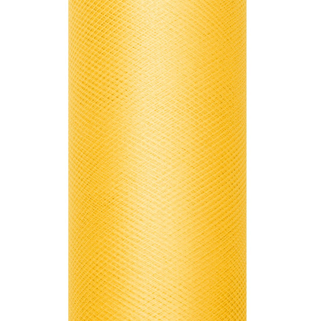 Gele Tule Rol 15cm 9m van Partydeco koop je bij Partywinkel