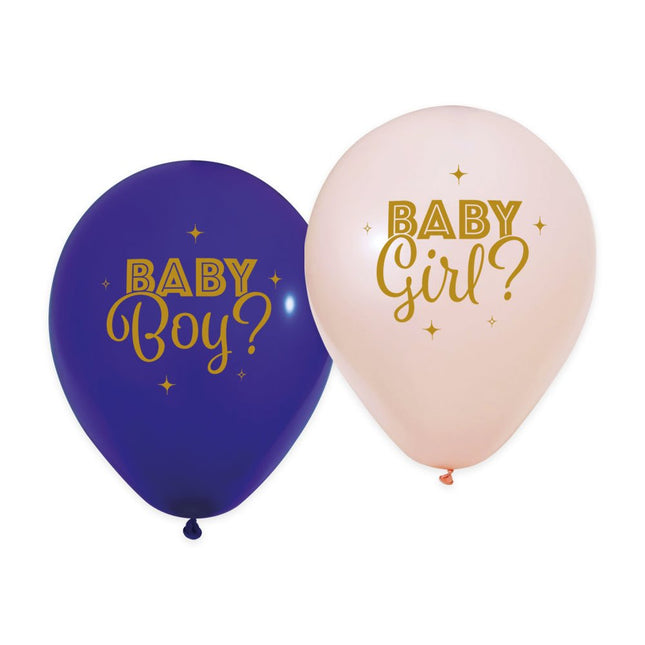 Gender Reveal Ballonnen Blauw Roze 30cm 8st van WeFiesta koop je bij Partywinkel