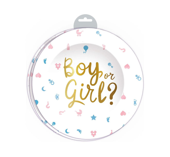 Gender Reveal Borden Boy Or Girl 23cm 6st van Fiestas Guirca koop je bij Partywinkel