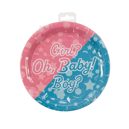 Gender Reveal Borden Oh Baby! 23cm 8st van Paper Dreams koop je bij Partywinkel