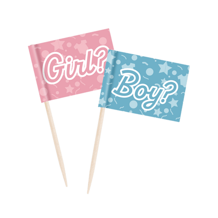 Gender Reveal Cocktailprikkers 50st van Paper Dreams koop je bij Partywinkel