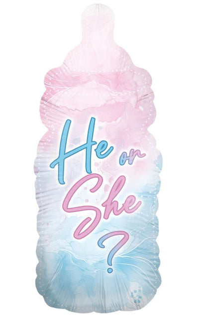 Gender Reveal Helium Ballon Fles Leeg 78cm van VDV Benefit koop je bij Partywinkel