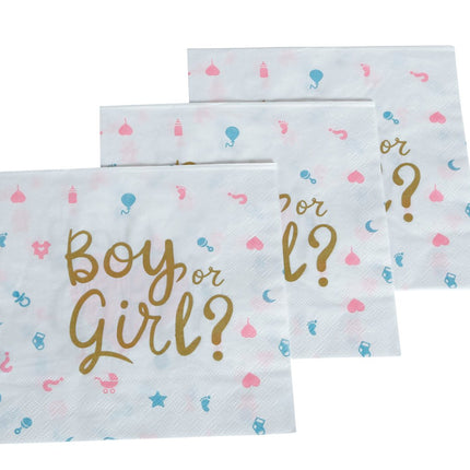 Gender Reveal Servetten 33cm 12st van Fiestas Guirca koop je bij Partywinkel