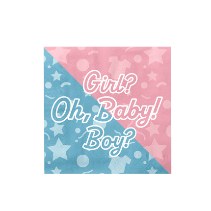 Gender Reveal Servetten Oh Baby! 33cm 16st van Paper Dreams koop je bij Partywinkel