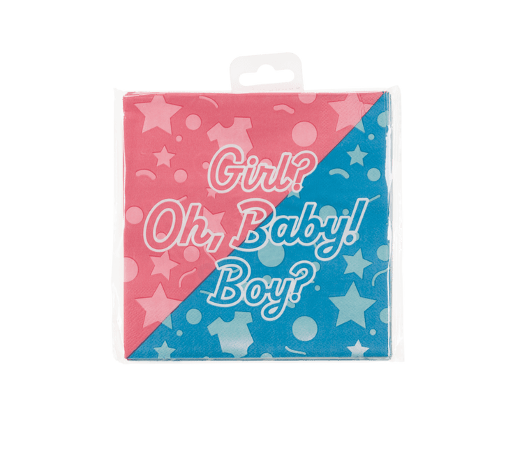 Gender Reveal Servetten Oh Baby! 33cm 16st van Paper Dreams koop je bij Partywinkel