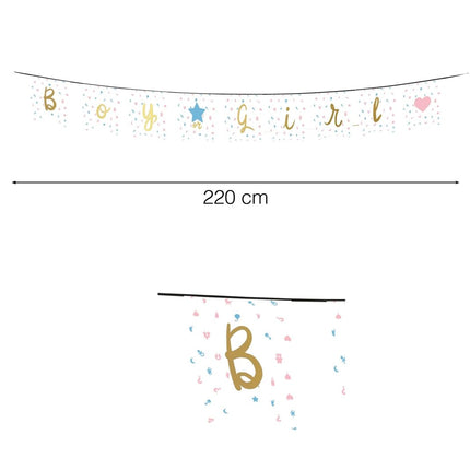 Gender Reveal Slinger 2,2m van Fiestas Guirca koop je bij Partywinkel