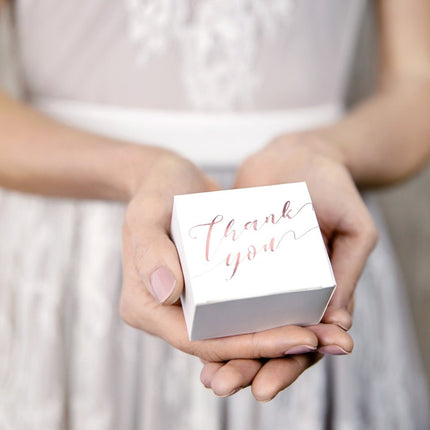 Geschenkdoosjes Thank You Rose Goud 6cm 10st van Partydeco koop je bij Partywinkel