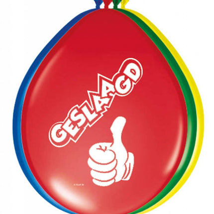Geslaagd Ballonnen 30cm 8st - Partywinkel - 8714572294553