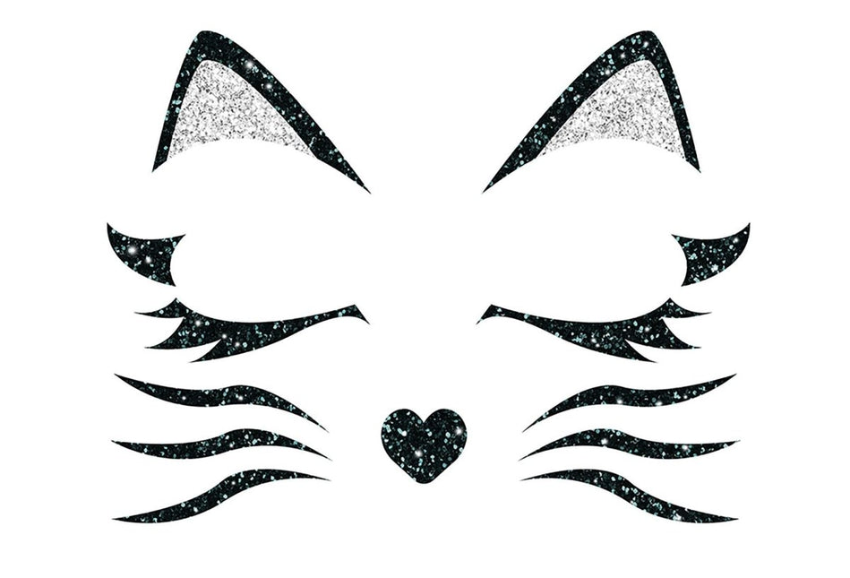 Gezicht Stickers Kat Glitter 20cm van Fiestas Guirca koop je bij Partywinkel
