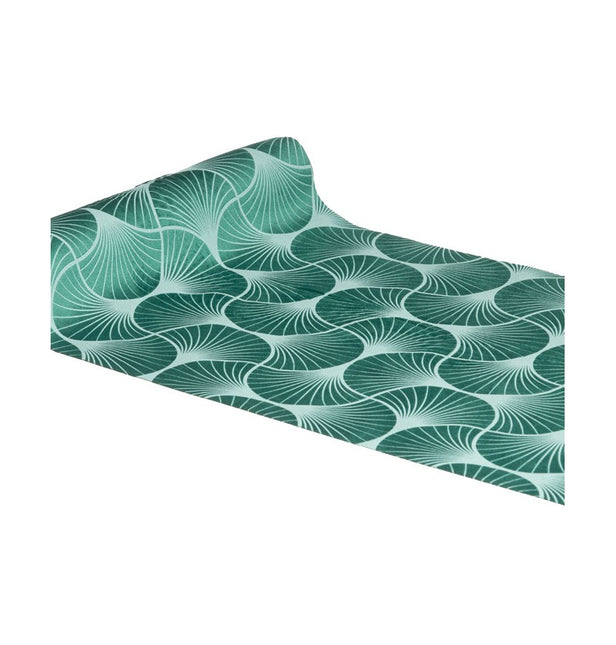 Runner da tavola verde con stampa Gingko 3m
