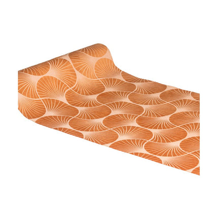 Runner da tavolo arancione con stampa Gingko 3m