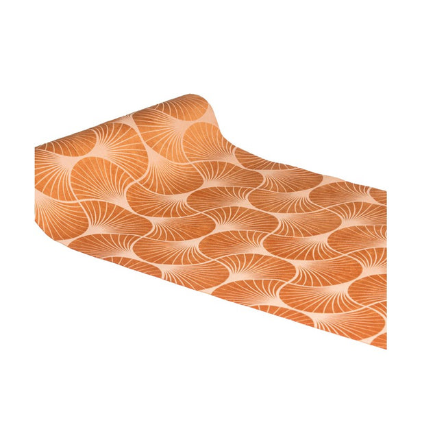 Runner da tavolo arancione con stampa Gingko 3m