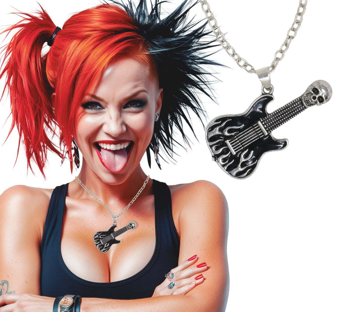 Gitaar Ketting Zwart Zilver van Fiestas Guirca koop je bij Partywinkel