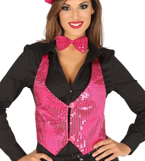 Glitter Gilet Roze Dames van Fiestas Guirca koop je bij Partywinkel