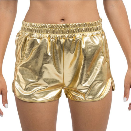 Shorts da donna color oro metallizzato