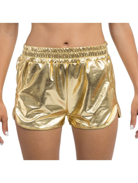 Shorts da donna color oro metallizzato