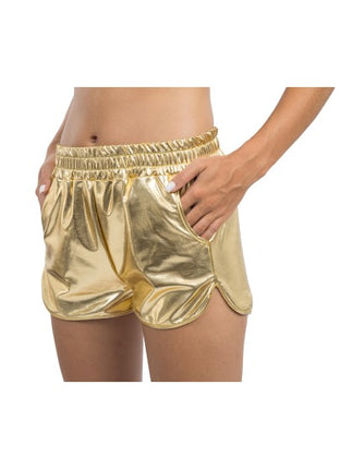 Shorts da donna color oro metallizzato