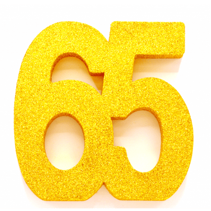 Goud Tafeldecoratie Cijfer 65 Glitter 20,5cm van WeFiesta koop je bij Partywinkel