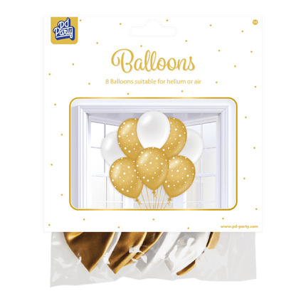 Goud Witte Ballonnen Latex 30cm 6st van Paper Dreams koop je bij Partywinkel