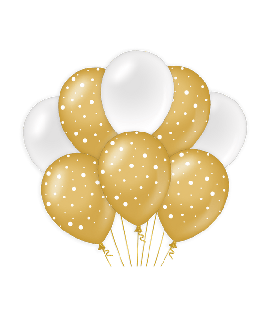 Goud Witte Ballonnen Latex 30cm 6st van Paper Dreams koop je bij Partywinkel