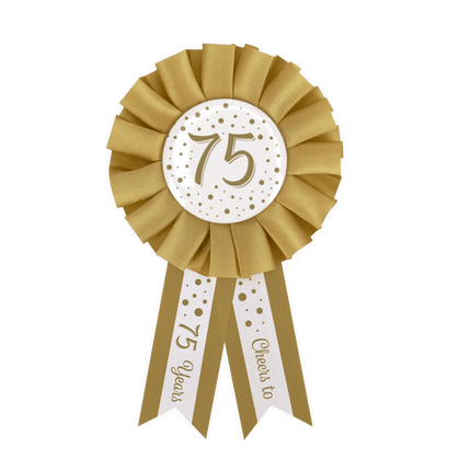 Goud Witte Rozet 75 Jaar van Paper Dreams koop je bij Partywinkel