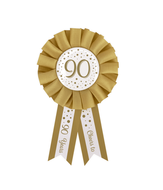 Goud Witte Rozet 90 Jaar van Paper Dreams koop je bij Partywinkel