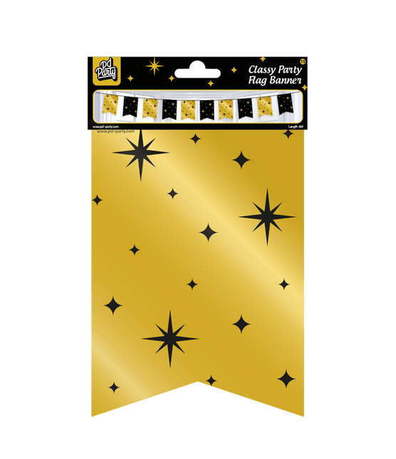 Goud Zwarte Slinger Sterren 6m van Paper Dreams koop je bij Partywinkel