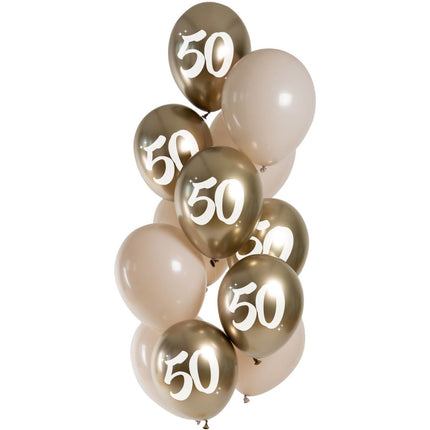 Gouden Ballonnen 50 Jaar Chroom 33cm 12st van Folat koop je bij Partywinkel