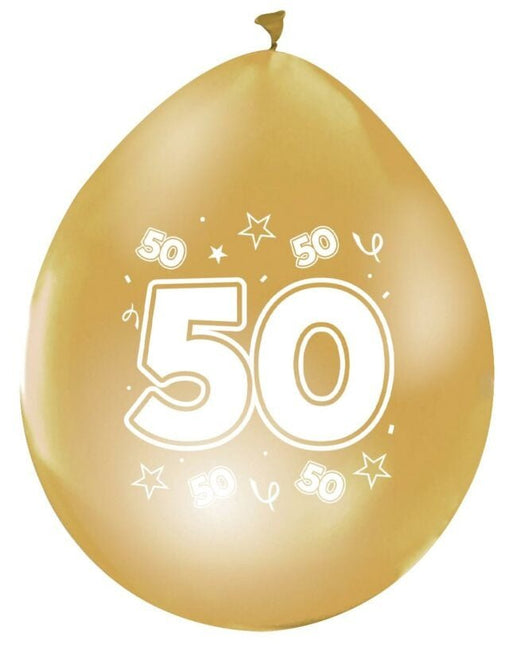 Gouden Ballonnen 50 Jaar Metallic Dubbelzijdig 30cm 8st van WeFiesta koop je bij Partywinkel