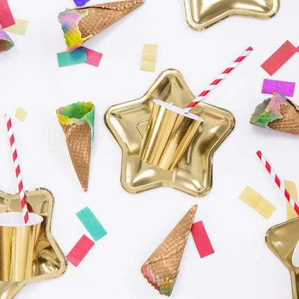 Gouden Borden Ster 23cm 6st van Partydeco koop je bij Partywinkel